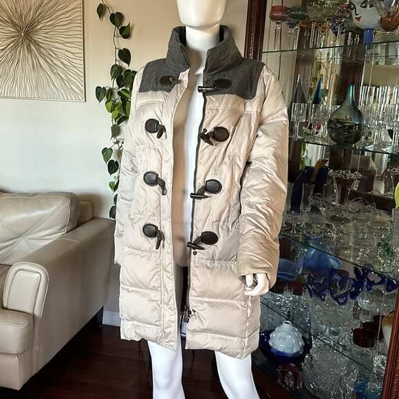 Comma Winter Down Coat Off White/ Gray EU Size 40 - Picture 1 of 11
